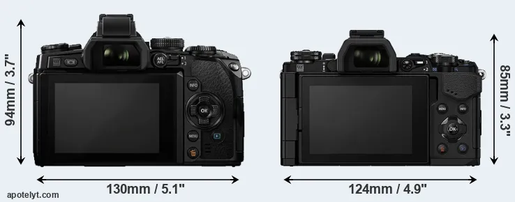 Comparison E-M1 or E-M5 II rear