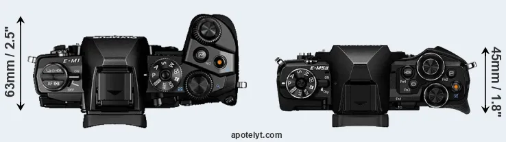 Compare E-M1 versus E-M5 II top