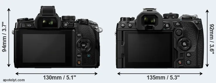Comparison E-M1 or OM-1 II rear