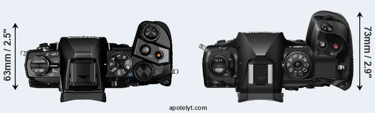 Compare E-M1 versus OM-1 top