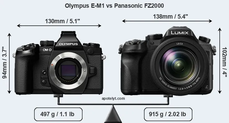 Size Olympus E-M1 vs Panasonic FZ2000