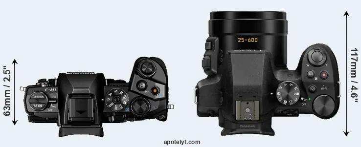 Compare E-M1 versus FZ330 top