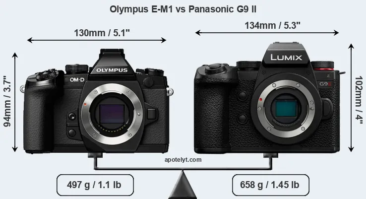 Size Olympus E-M1 vs Panasonic G9 II