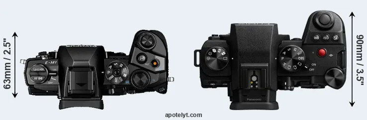 Compare E-M1 versus G9 II top