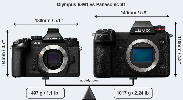 Size Olympus E-M1 vs Panasonic S1