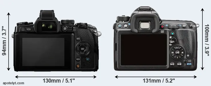 Comparison E-M1 or K-3 II rear