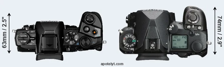Compare E-M1 versus K-3 III top