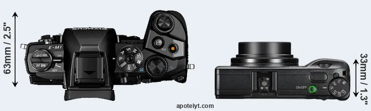 Compare E-M1 versus GR III top