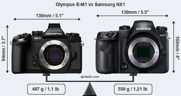 Size Olympus E-M1 vs Samsung NX1