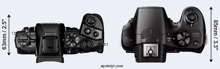Compare E-M1 versus A3000 top