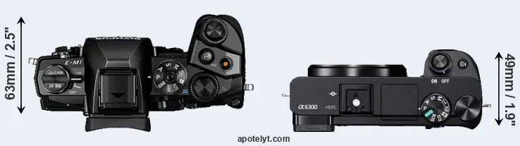 Compare E-M1 versus A6300 top