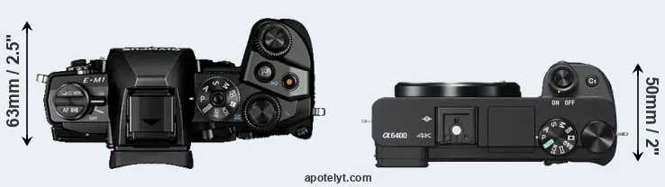 Compare E-M1 versus A6400 top