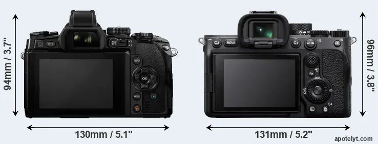 Comparison E-M1 or A7 IV rear