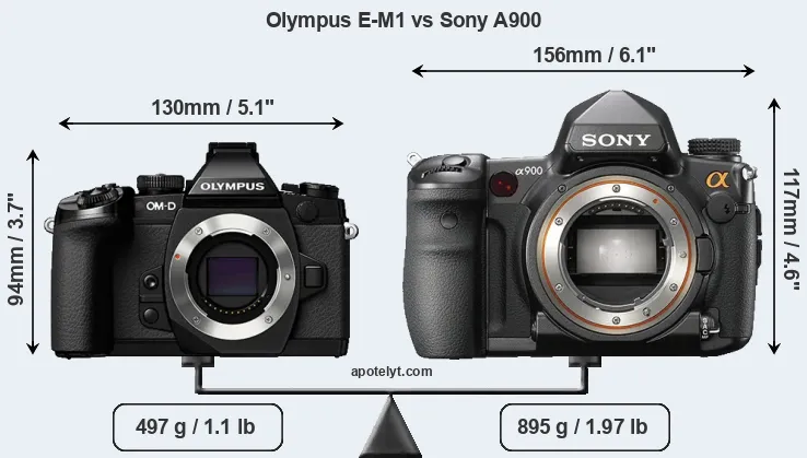 Size Olympus E-M1 vs Sony A900