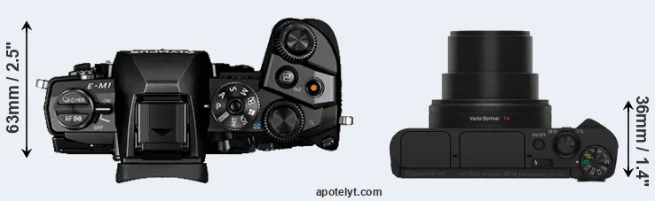 Compare E-M1 versus HX80 top