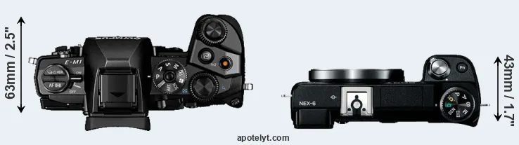 Compare E-M1 versus NEX-6 top