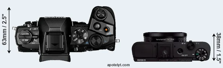 Compare E-M1 versus RX100 II top