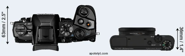 Compare E-M1 versus RX100 top