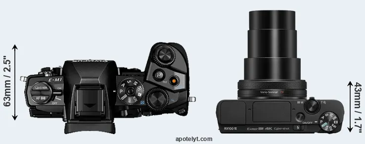 Compare E-M1 versus RX100 VI top