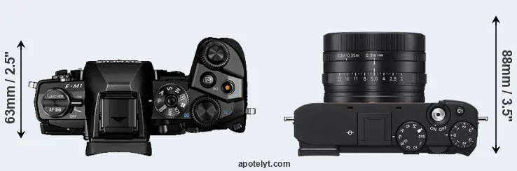 Compare E-M1 versus RX1R III top