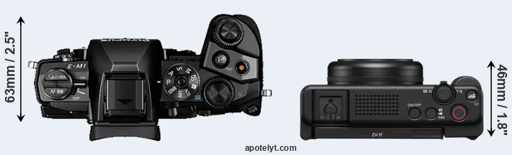 Compare E-M1 versus ZV-1F top
