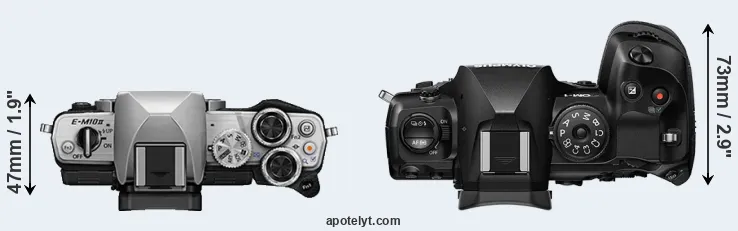 Compare E-M10 II versus OM-1 top
