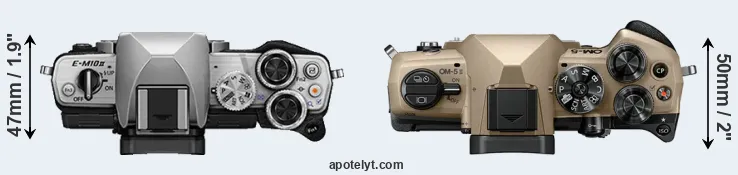 Compare E-M10 II versus OM-5 II top