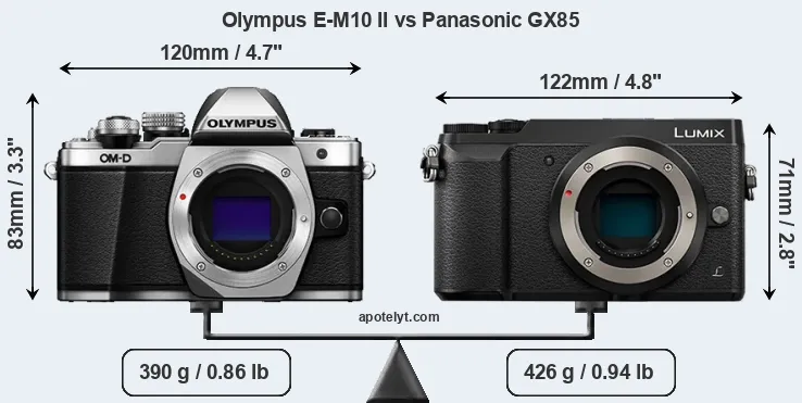 Size Olympus E-M10 II vs Panasonic GX85