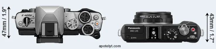 Compare E-M10 II versus LX5 top