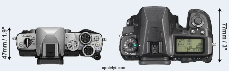 Compare E-M10 II versus K-3 top