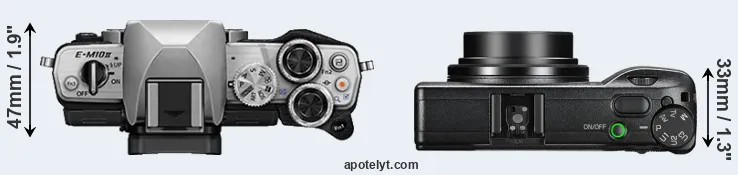 Compare E-M10 II versus GR III top