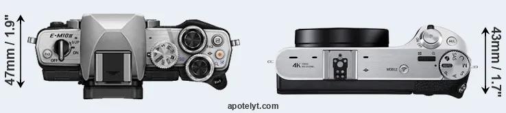 Compare E-M10 II versus NX500 top