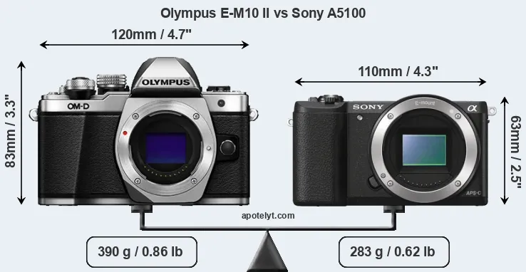 Size Olympus E-M10 II vs Sony A5100