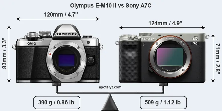 Size Olympus E-M10 II vs Sony A7C
