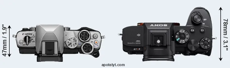 Compare E-M10 II versus A7R IV top
