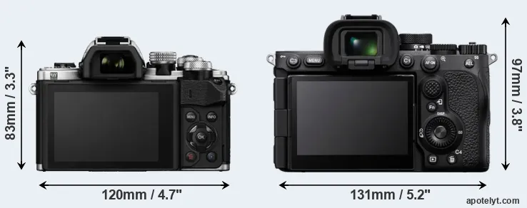 Comparison E-M10 II or A7R V rear