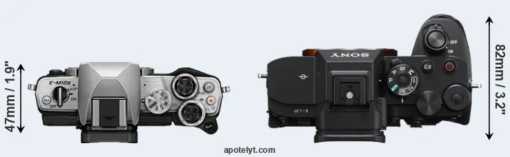 Compare E-M10 II versus A7R V top