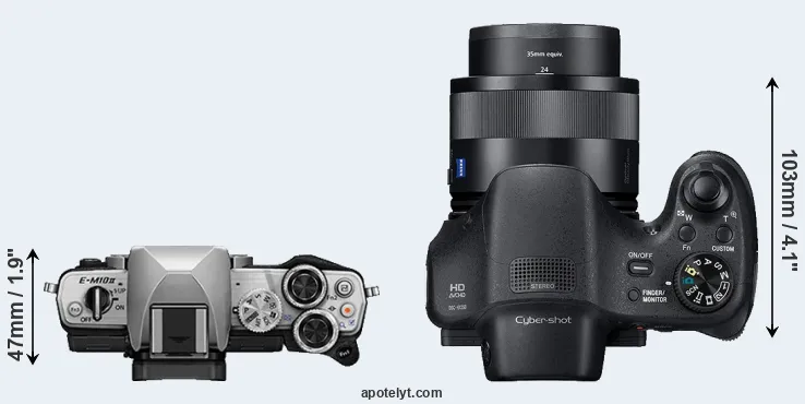 Compare E-M10 II versus HX350 top