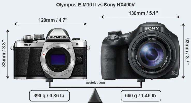 Size Olympus E-M10 II vs Sony HX400V