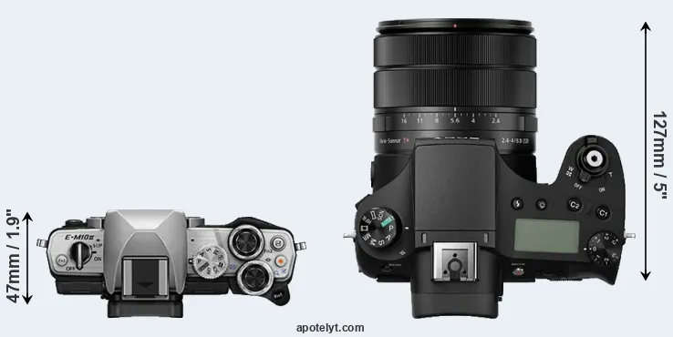 Compare E-M10 II versus RX10 III top