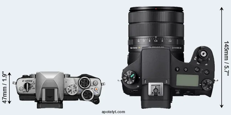 Compare E-M10 II versus RX10 IV top