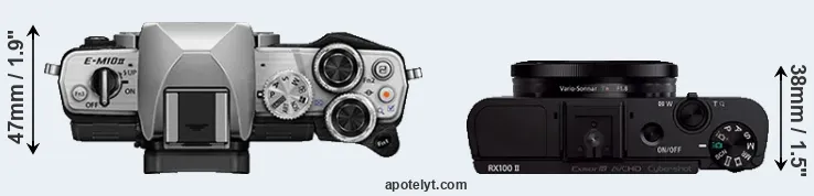 Compare E-M10 II versus RX100 II top