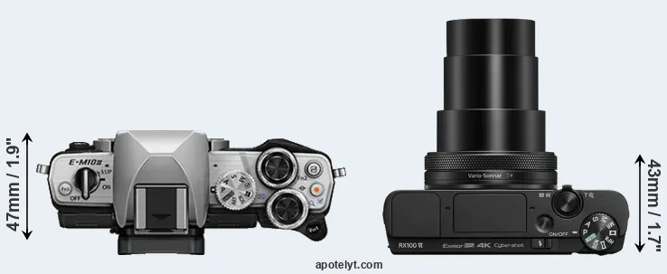 Compare E-M10 II versus RX100 VI top