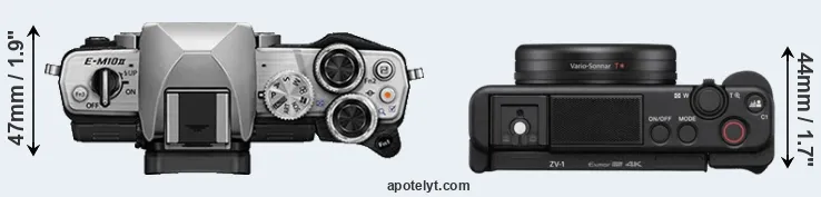 Compare E-M10 II versus ZV-1 top