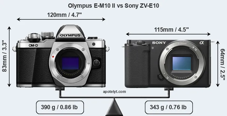 Size Olympus E-M10 II vs Sony ZV-E10