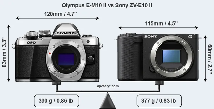 Size Olympus E-M10 II vs Sony ZV-E10 II
