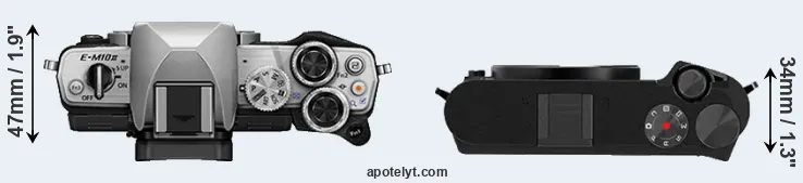 Compare E-M10 II versus M1 top
