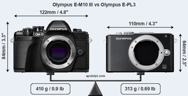Size Olympus E-M10 III vs Olympus E-PL3