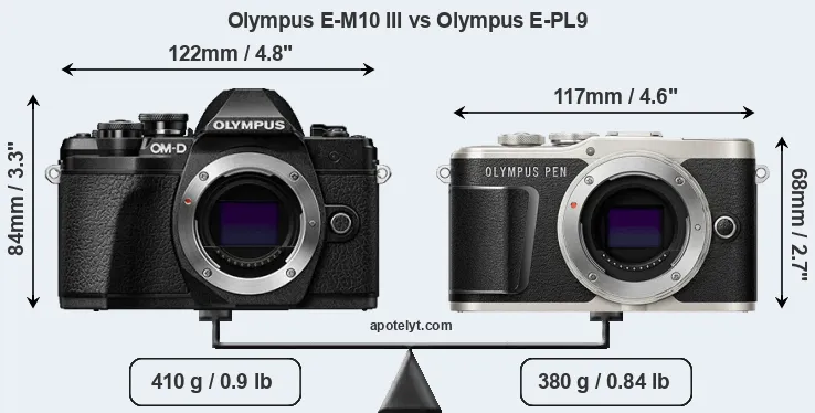 Size Olympus E-M10 III vs Olympus E-PL9