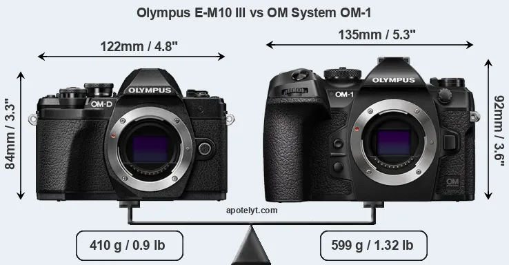 Size Olympus E-M10 III vs OM System OM-1